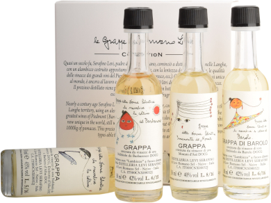 COLLECTION GRAPPA   je 1 Fl a 50ml   Moscato 40% / Barolo 42% / Barbaresco 42% / Paglierina 45% 